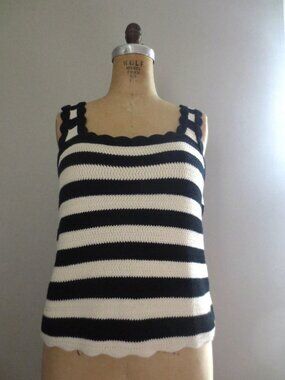 GAP Cream & Black Stripes Cotton Summer Sweater Tank
